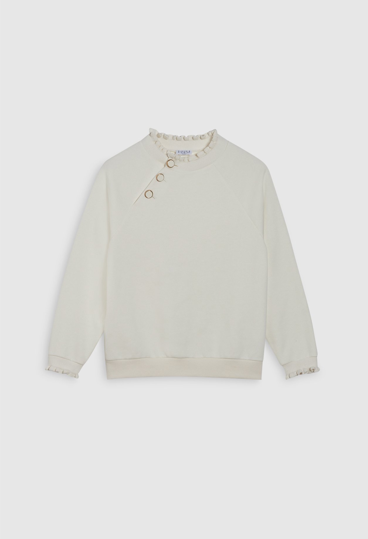 Sweatshirt Tape col boutonne ivoire