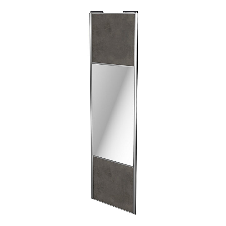 Porte de placard coulissante avec miroir gris antique profil gris GoodHome Arius H. 248,5 x L. 77.2 cm + amortisseurs