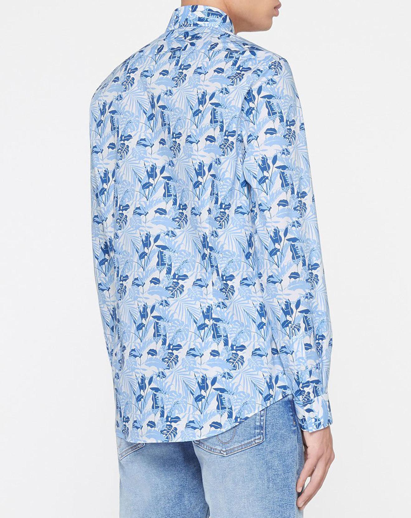 Calvin Klein Chemise slim imprimée Palmiers bleue
