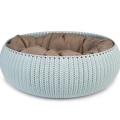 Cama redonda e aconchegante para animais de estimação, azul
