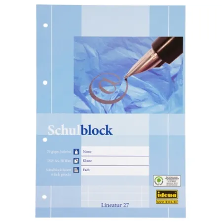 Idena Schulblock A4, 50 Blatt, gelocht, Lineatur 27