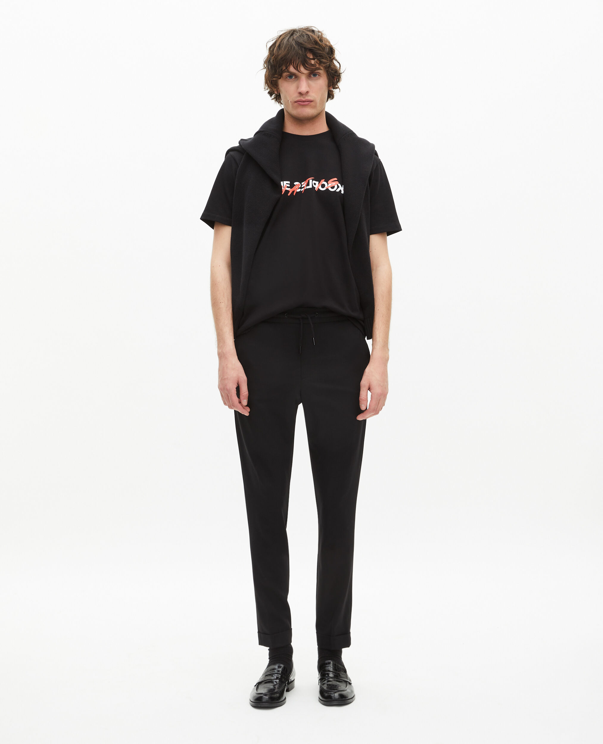 Pantalon en laine coupe droite noir