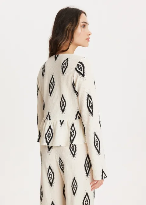 Lange mouwen top met strikjes off-white (ECRU)