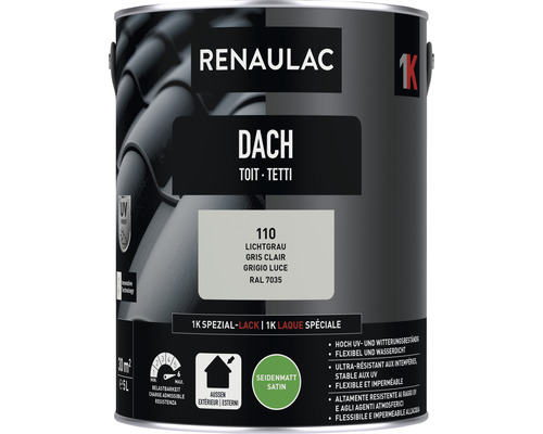 RENAULAC dakverf, satijnglans, lichtgrijs, 5 l