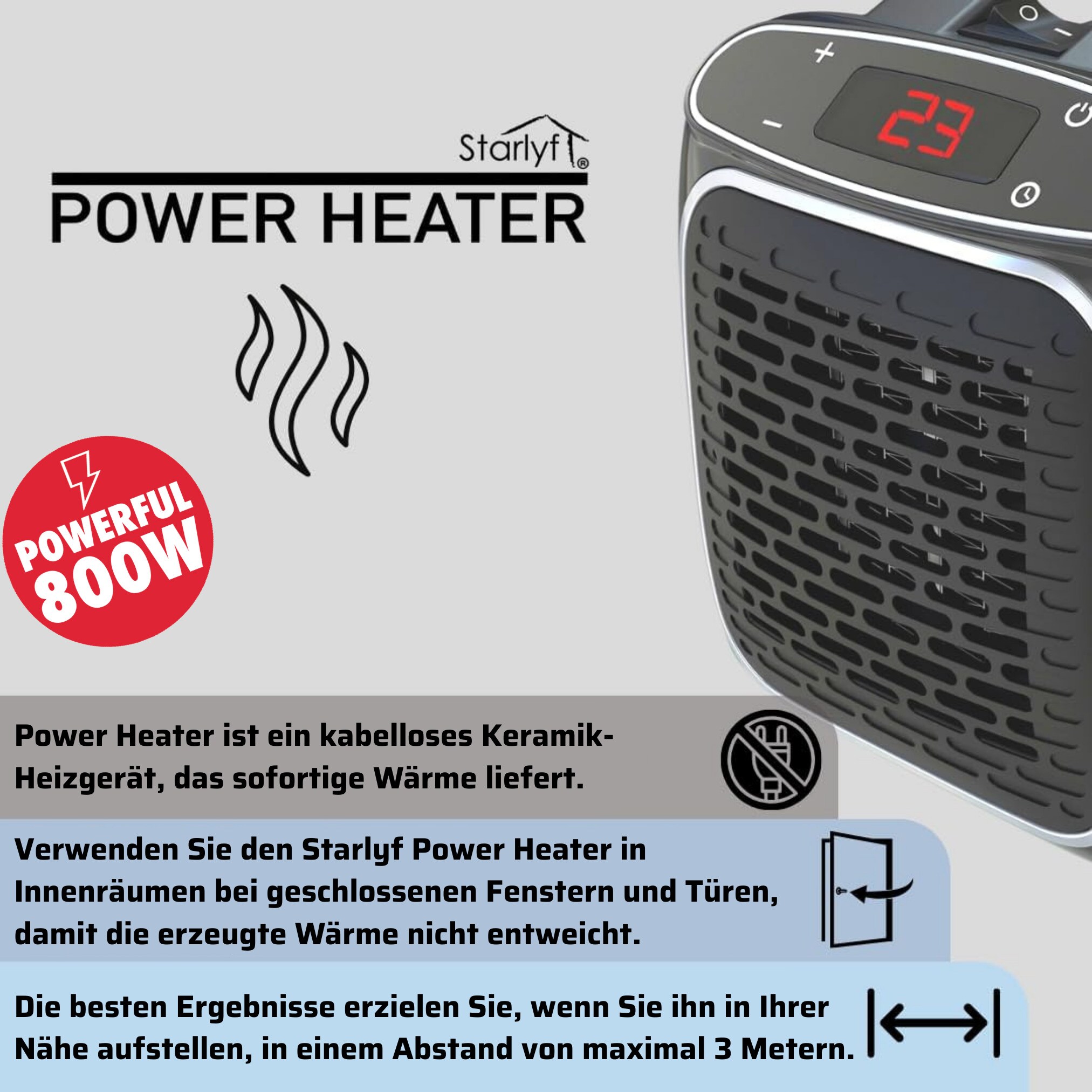 Starlyf® Steckdosen Mini Wandheizgerät - Heizlüfter Power Heater