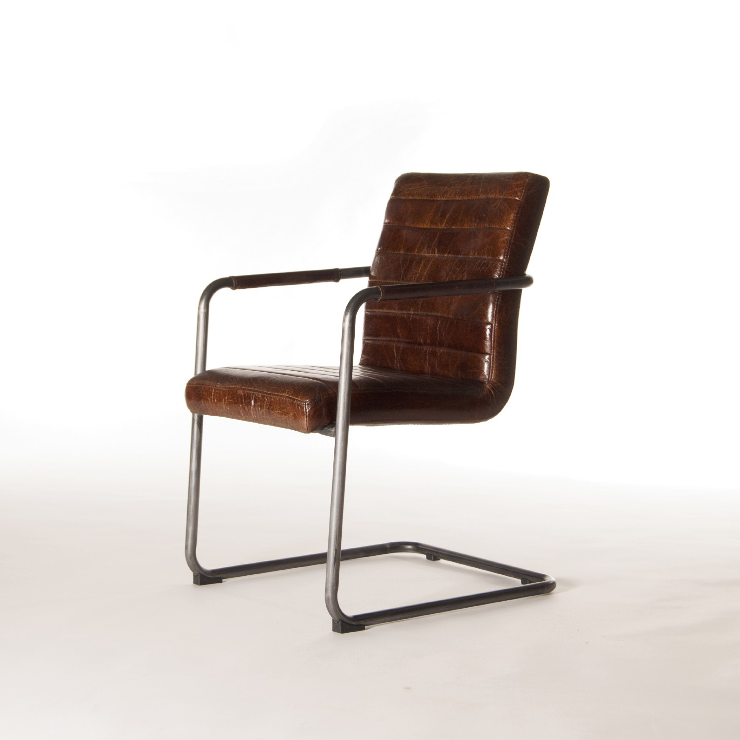 Lederstuhl 'Clinton', mit Armlehne, L 58 cm, B 55 cm, H 85 cm von fischer's lagerhaus
