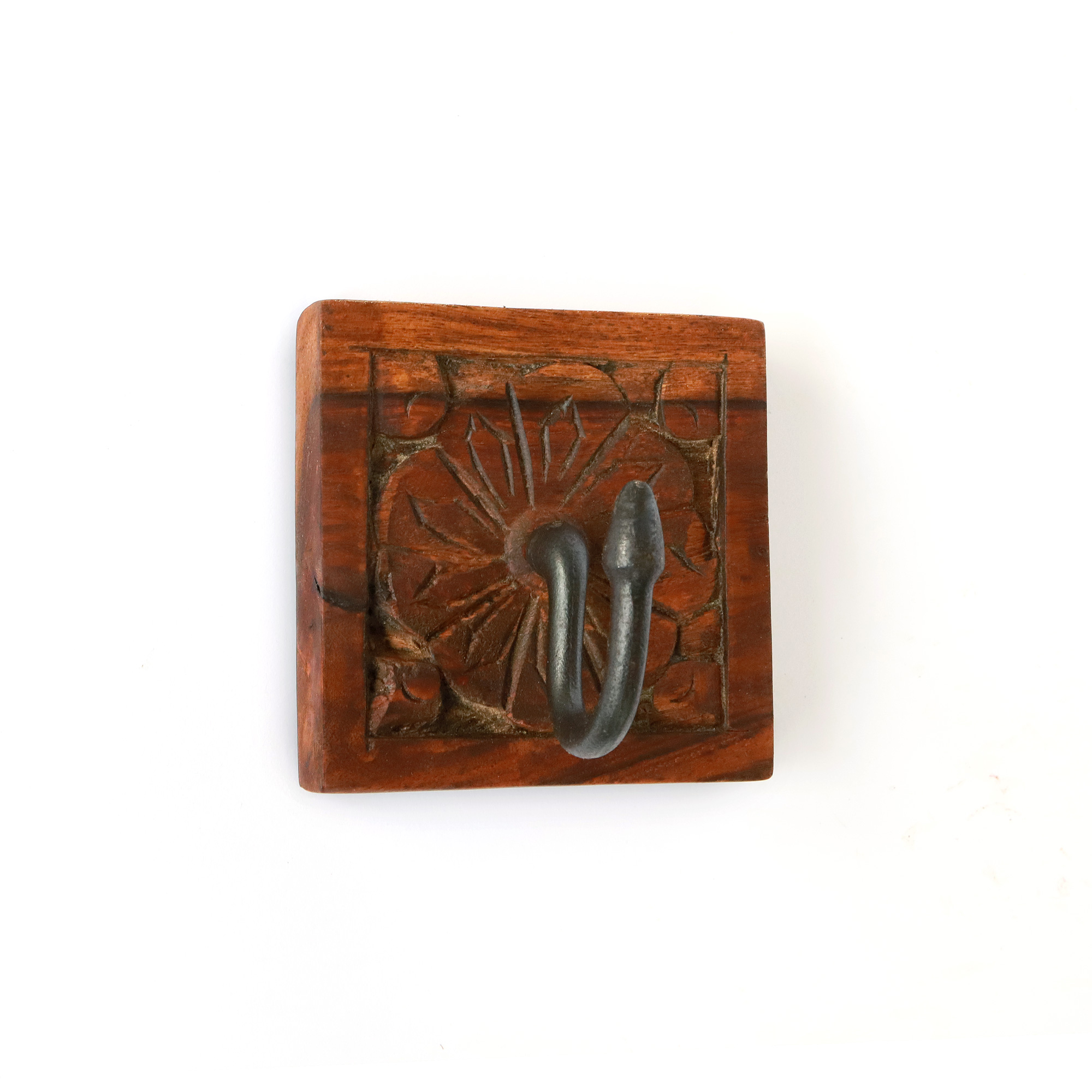 Wandhaken 'Blume', Palisander, H 10 cm, B 10 cm, L 10 cm von fischer's lagerhaus