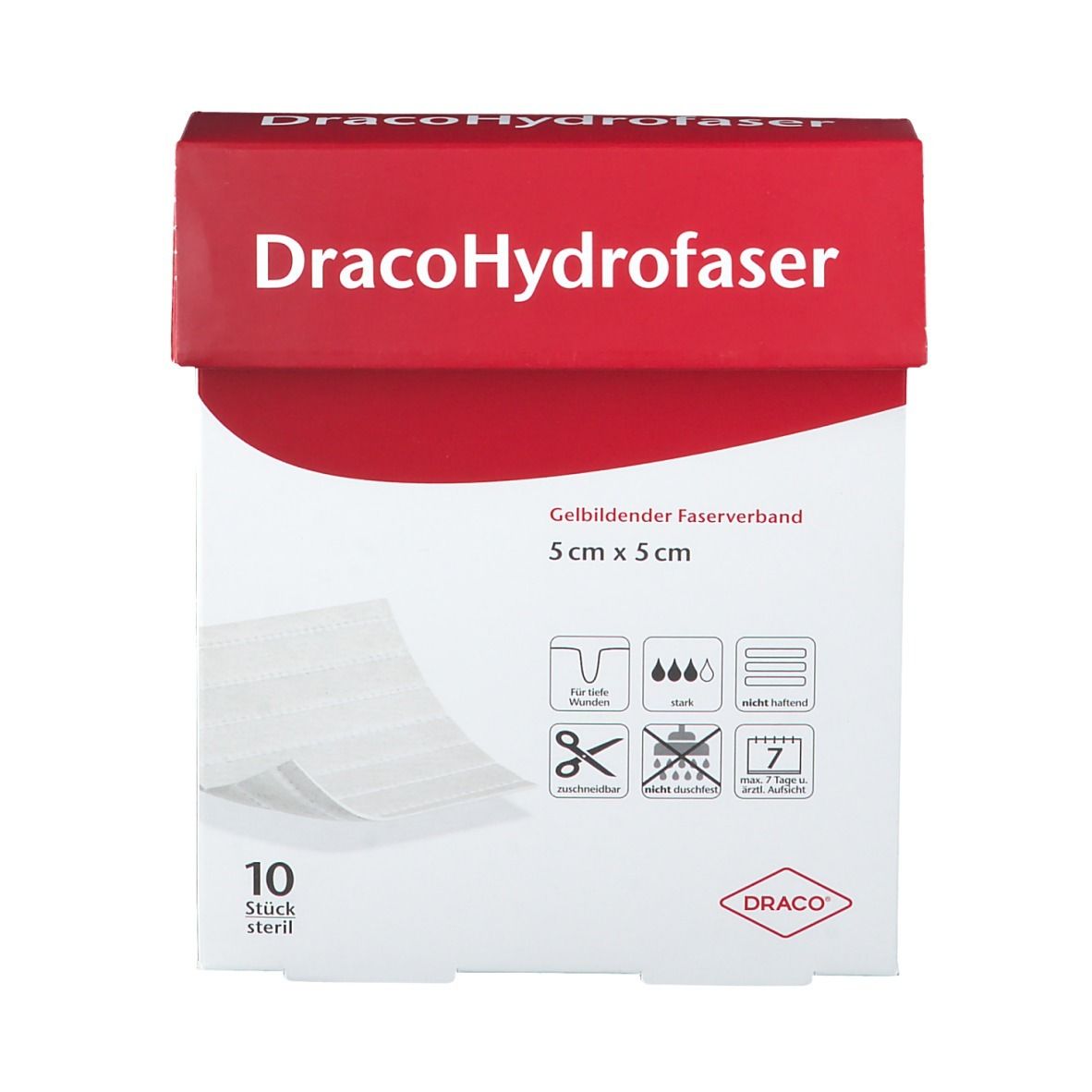 DracoHydrofaser Gelbildender Faserverband 5 x 5cm