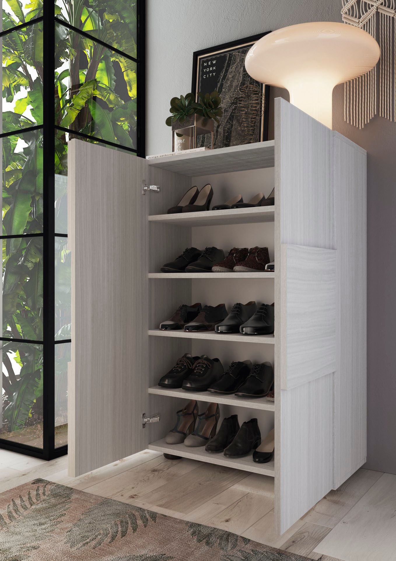 INOSIGN Schuhschrank »Dama Breite 78 cm, Höhe 116 cm, Schuhkommode,« Front in 3D-Optik, 4 Einlegeböden, ca. 17 Paar Schuhe