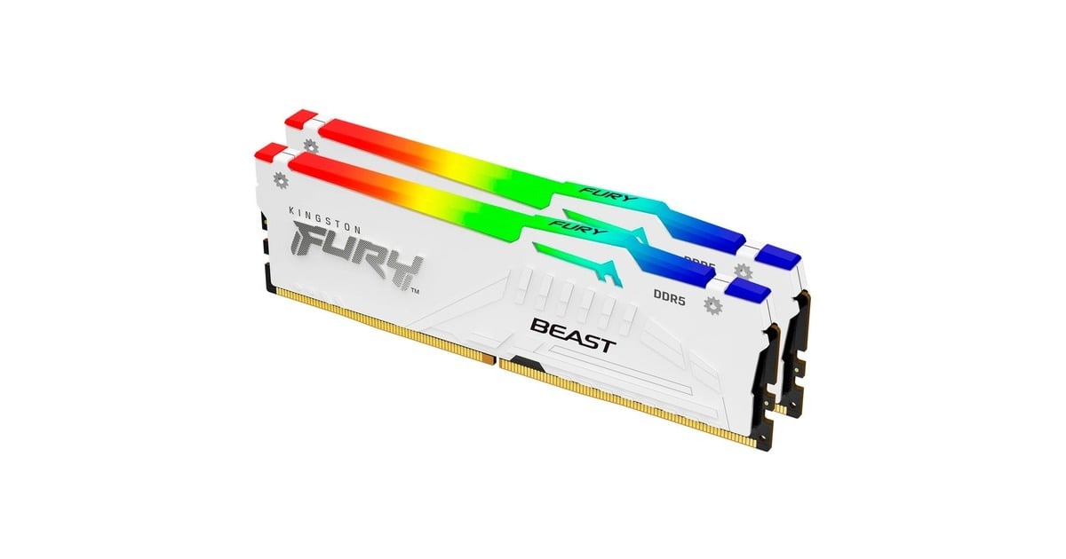 Kingston FURY32 GB DDR5-6000 Kit werkgeheugen  (Wit, KF560C30BWEAK2-32, Beast RGB, XMP, EXPO)