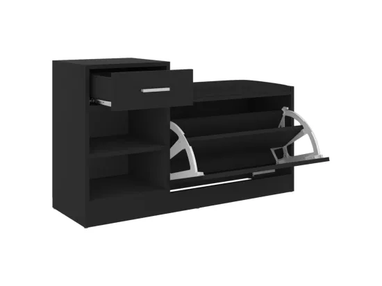 Banc à chaussures Noir 94,5x31x57 cm Aggloméré