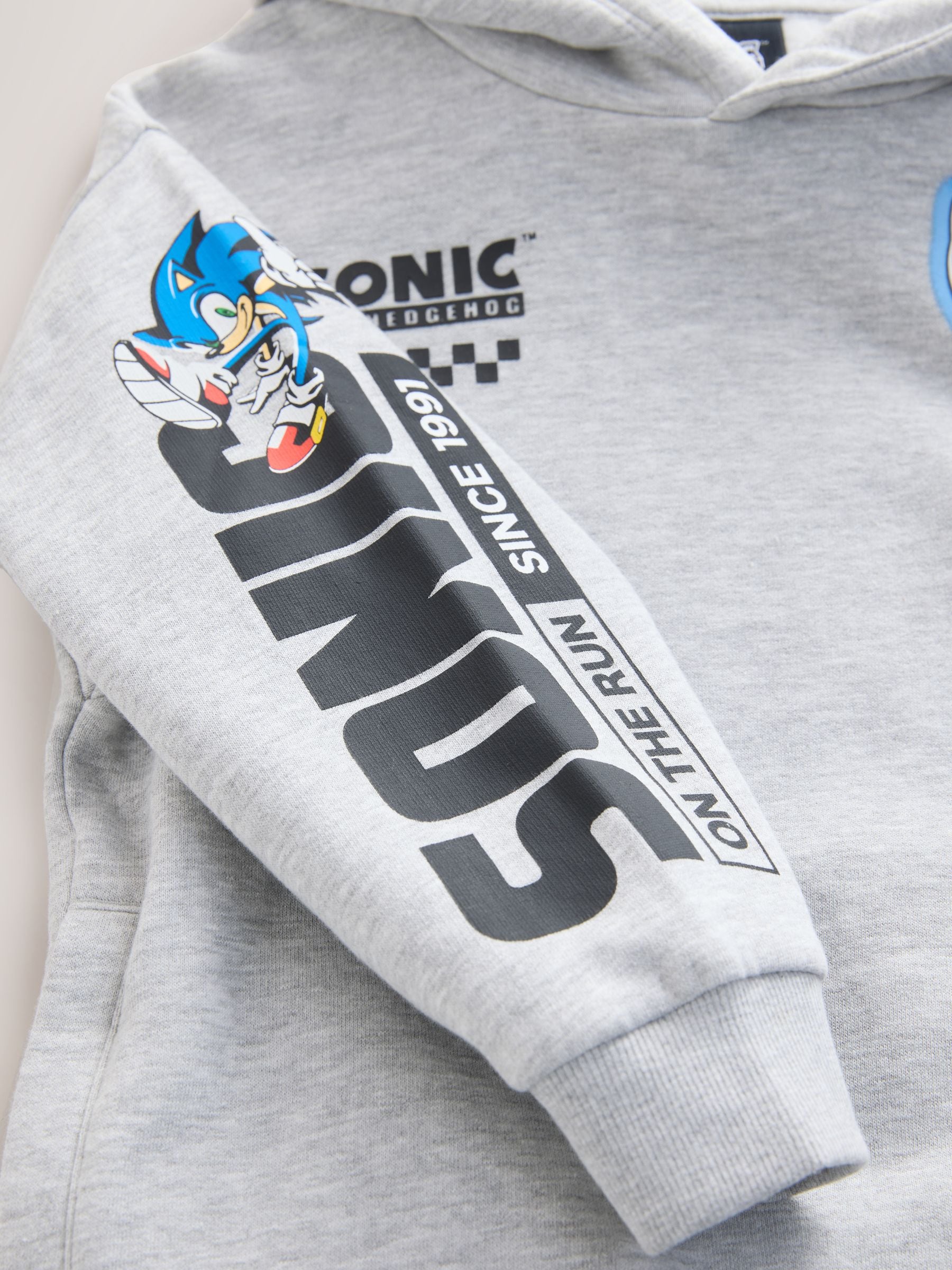 Grijs - Sonic Hoodie met print op de achterkant (3-16jaar)
