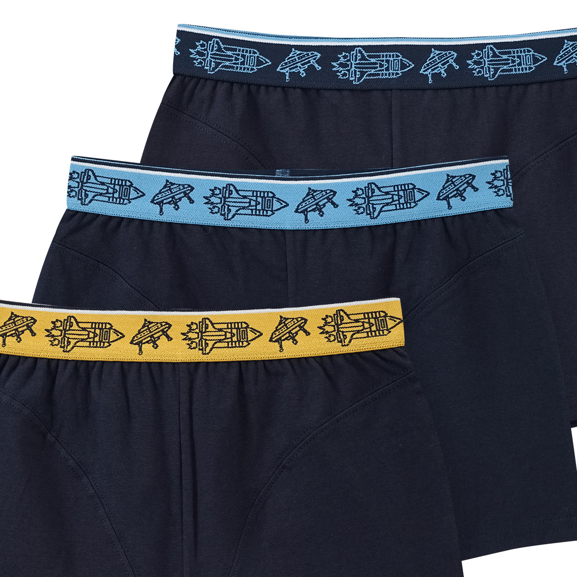 Yigga 3 Jungen Boxer in Unifarben dunkelblau