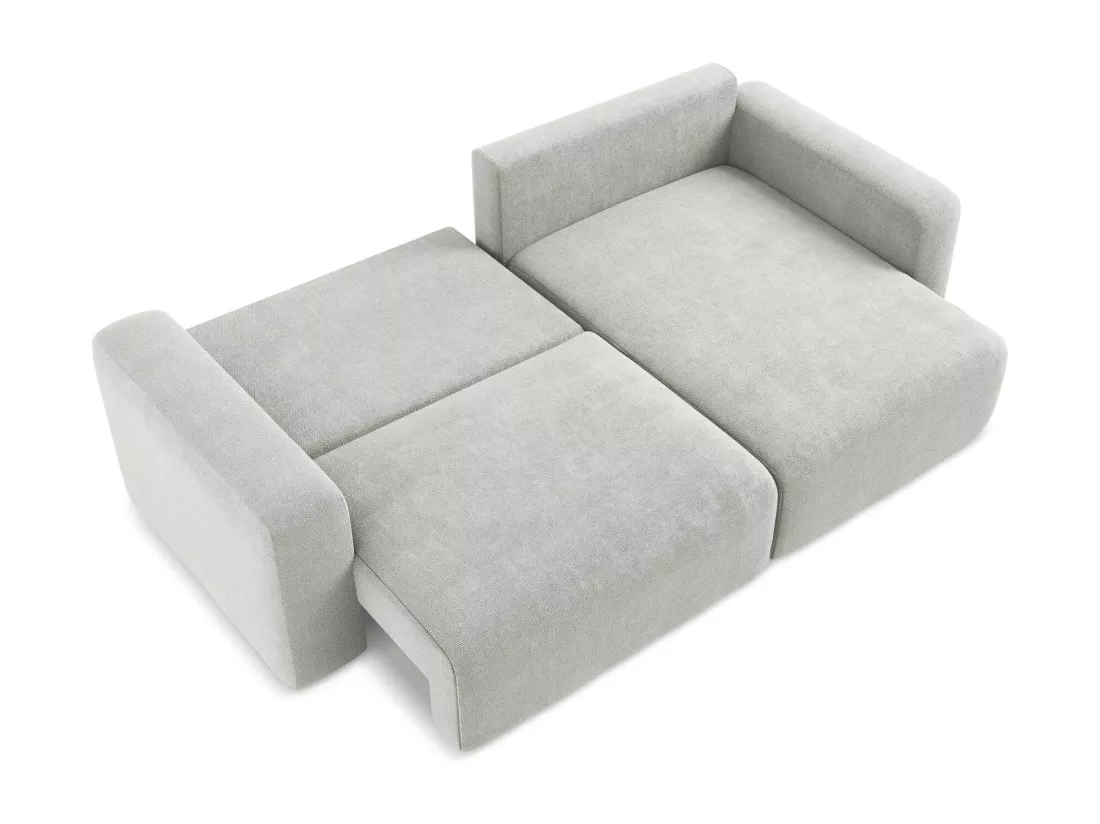 Canapé d’angle 3 places droit convertible en Chenille - gris clair - KONA