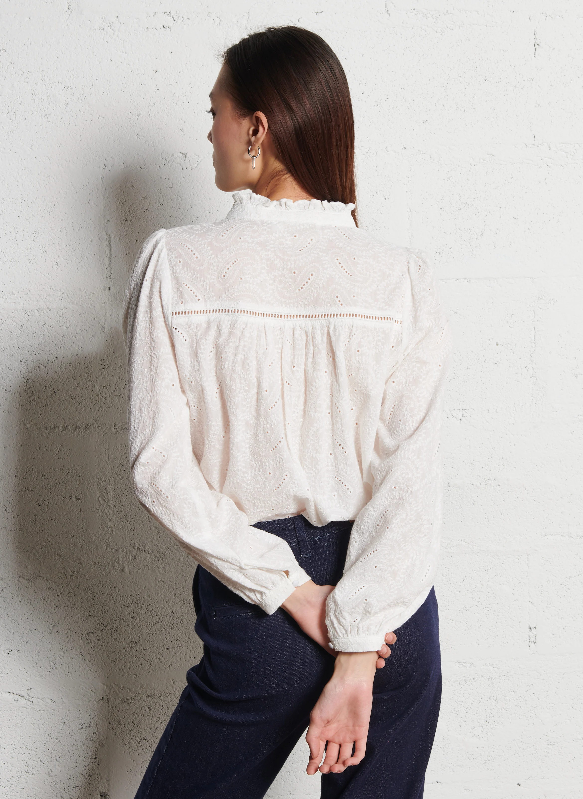 BLUM - Blouse droite à volants en coton | Blanc