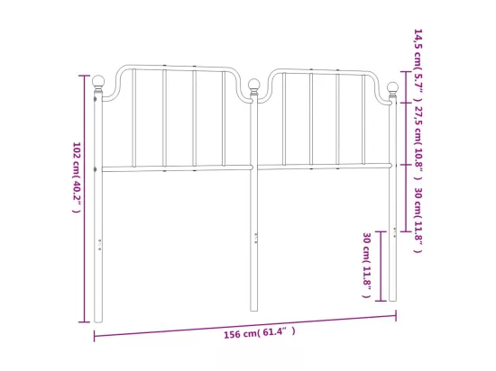 Tête de lit métal noir 150 cm