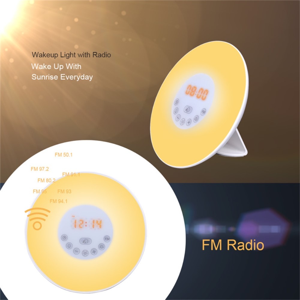Sunrise Wake Up Licht mit FM Radio und Snooze Funktion Wecker Tischuhr - Weiss