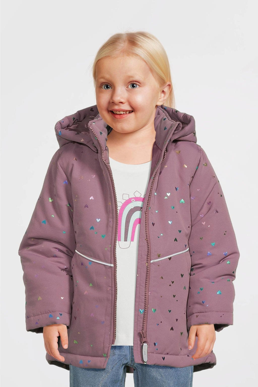 NAME IT tussenjas NMFMAXI met hartjes lichtpaars