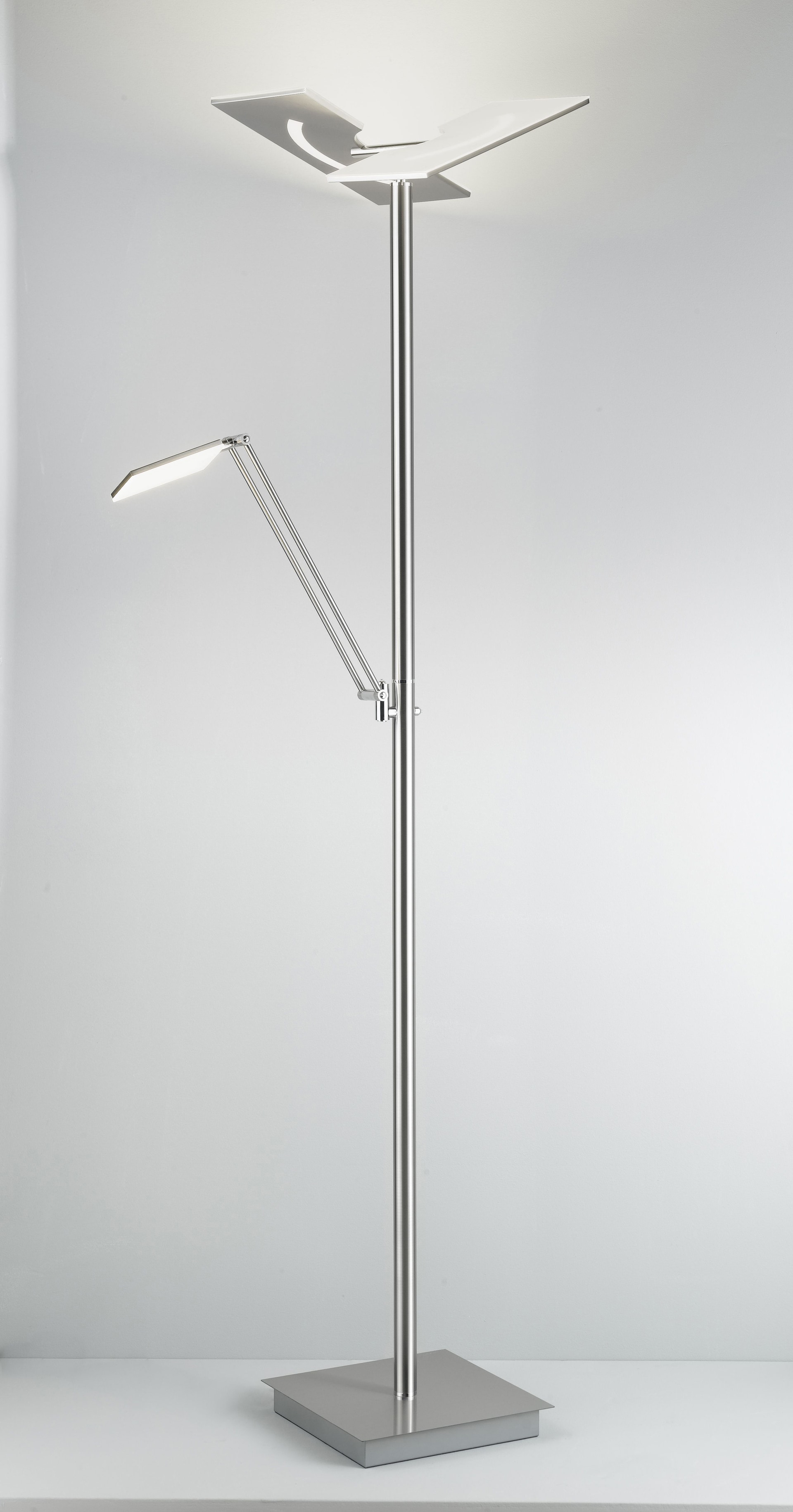 MONDO LED Deckenfluter mit Leselampe MATEO nickelfarbig