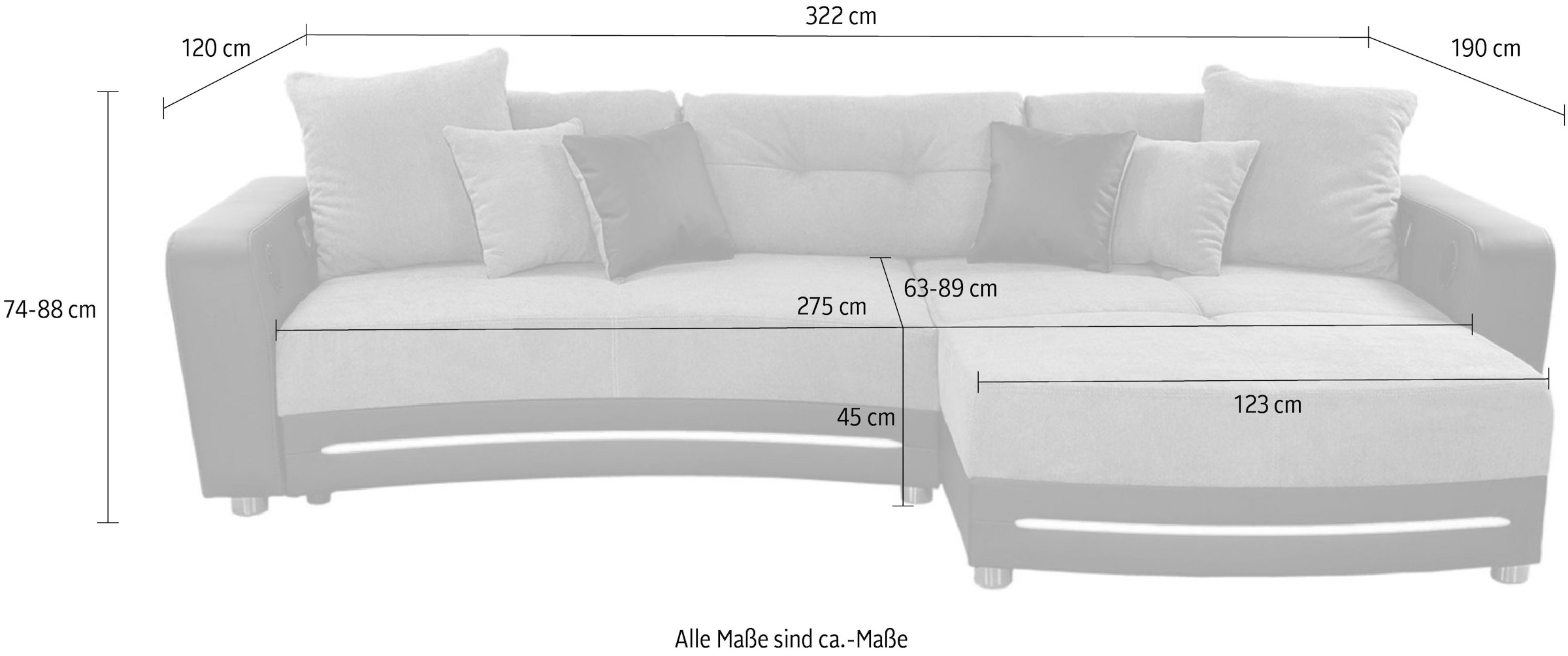 Jockenhöfer Gruppe Ecksofa »Laredo L-Form« inklusive RGB-LED-Beleuchtung und Bluetooth-Soundsystem
