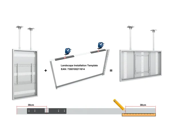 Multibrackets M Pro Series - Indelukke (fast arm, bagplade, 2 loftspladedækker, adapter, etui, 2 pæle (80 cm), 2 interne pæleled) - for LCD display - large - stål - hvid - skærmstørrelse: 75