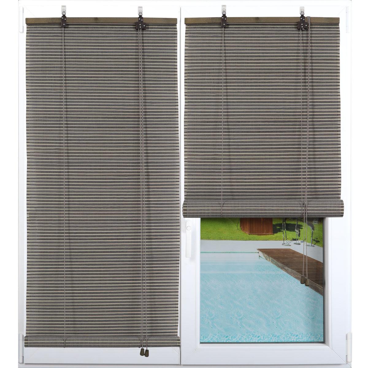 STORE ENROULEUR LATTES BAMBOU 200X200CM GRIS