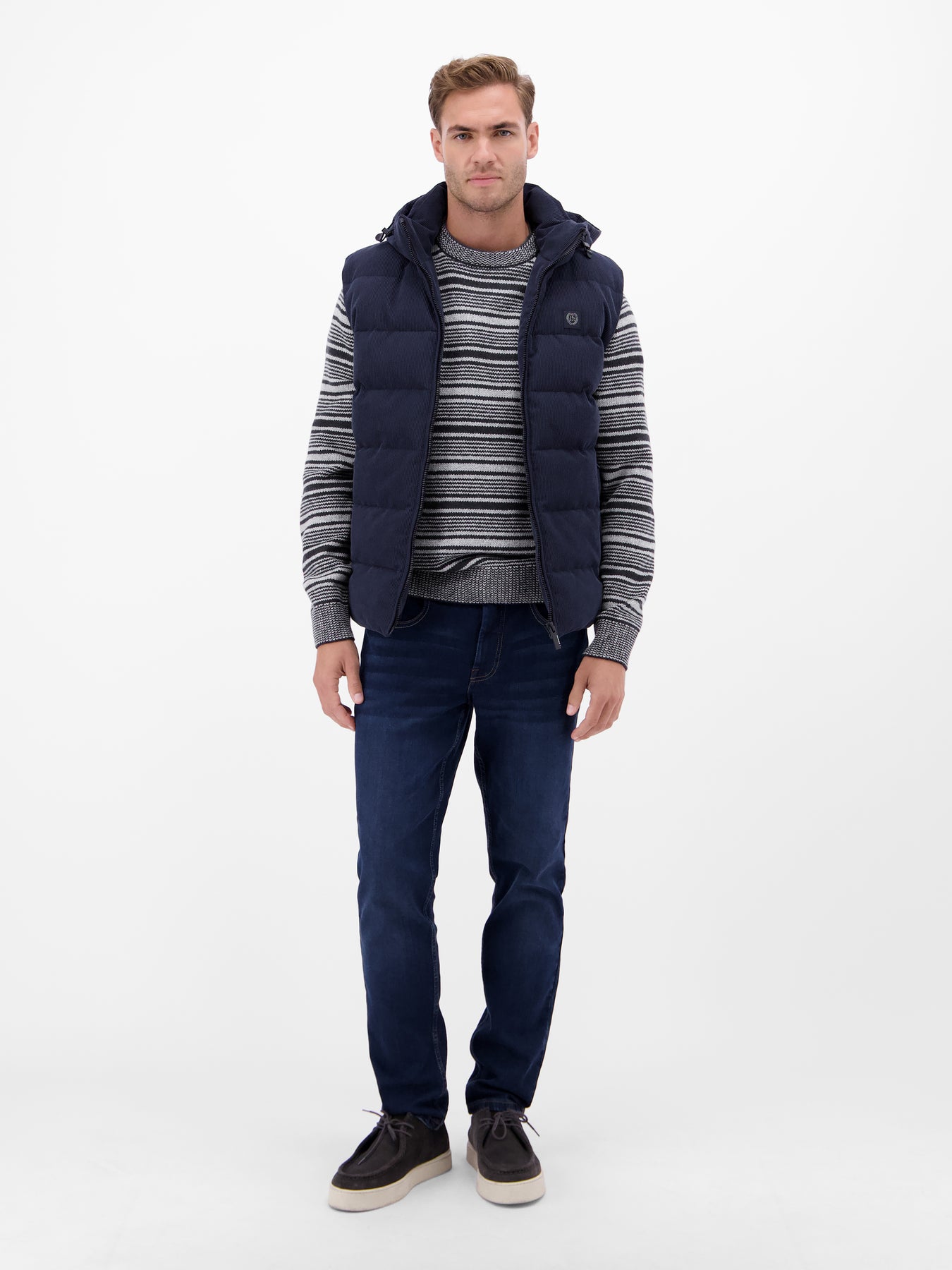 Herren Crewneck-Stricker, gestreift