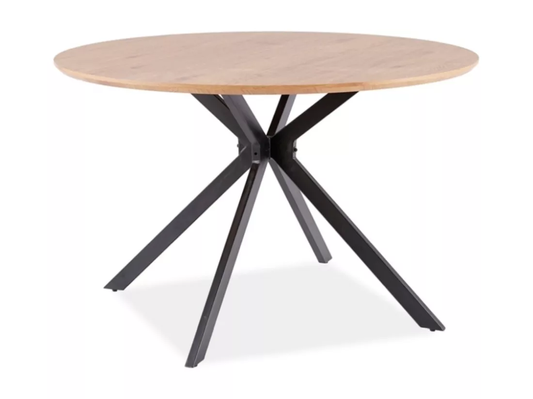 Table ronde couleur chêne et métal noir 120cm Tezor