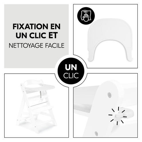 Tablette Click Tray pour chaise haute Alpha+ - Blanc - HAUCK
