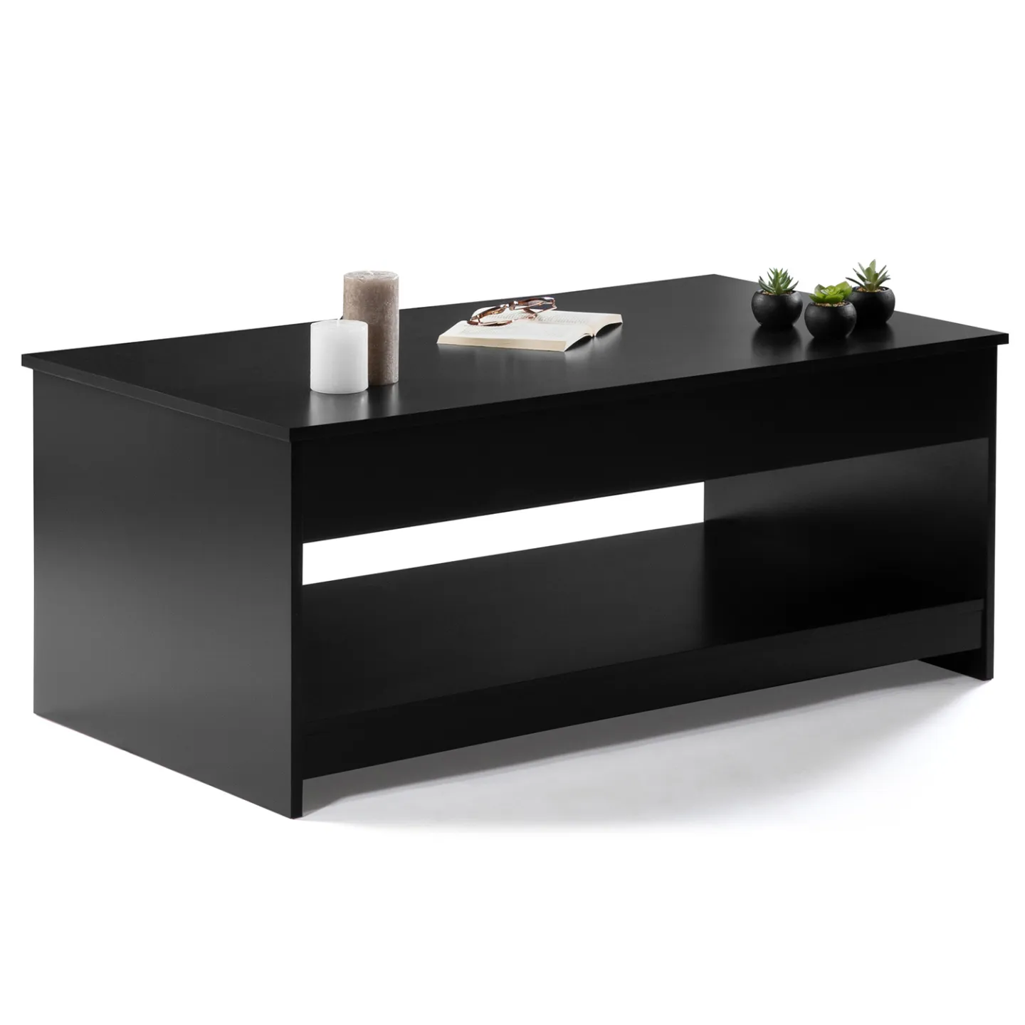 Table basse rectangulaire plateau relevable SOA bois noir
