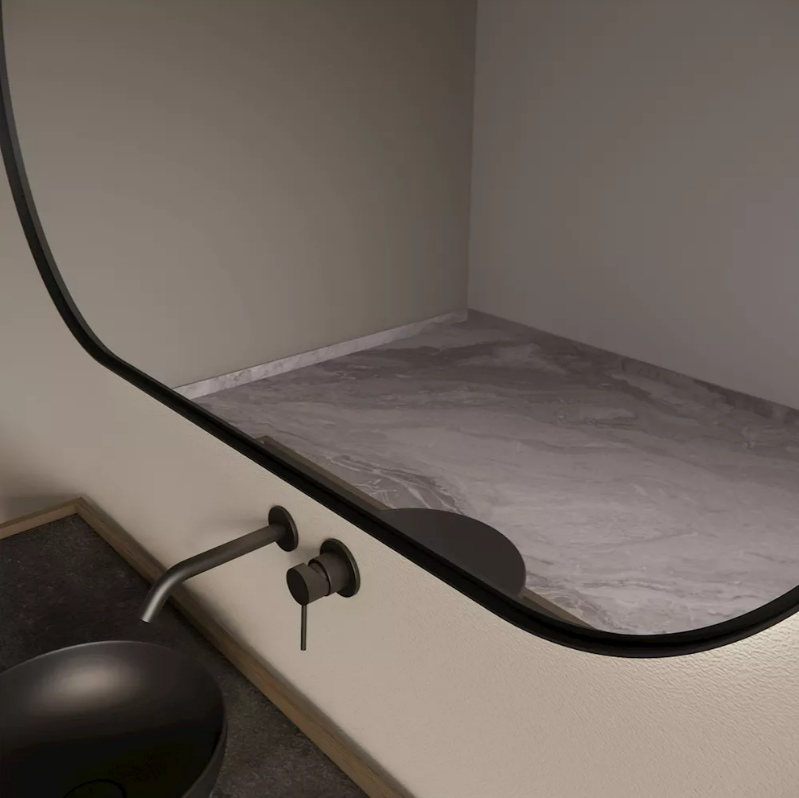 Gliss Design Aura spiegel met LED-verlichting 100x70cm mat zwart