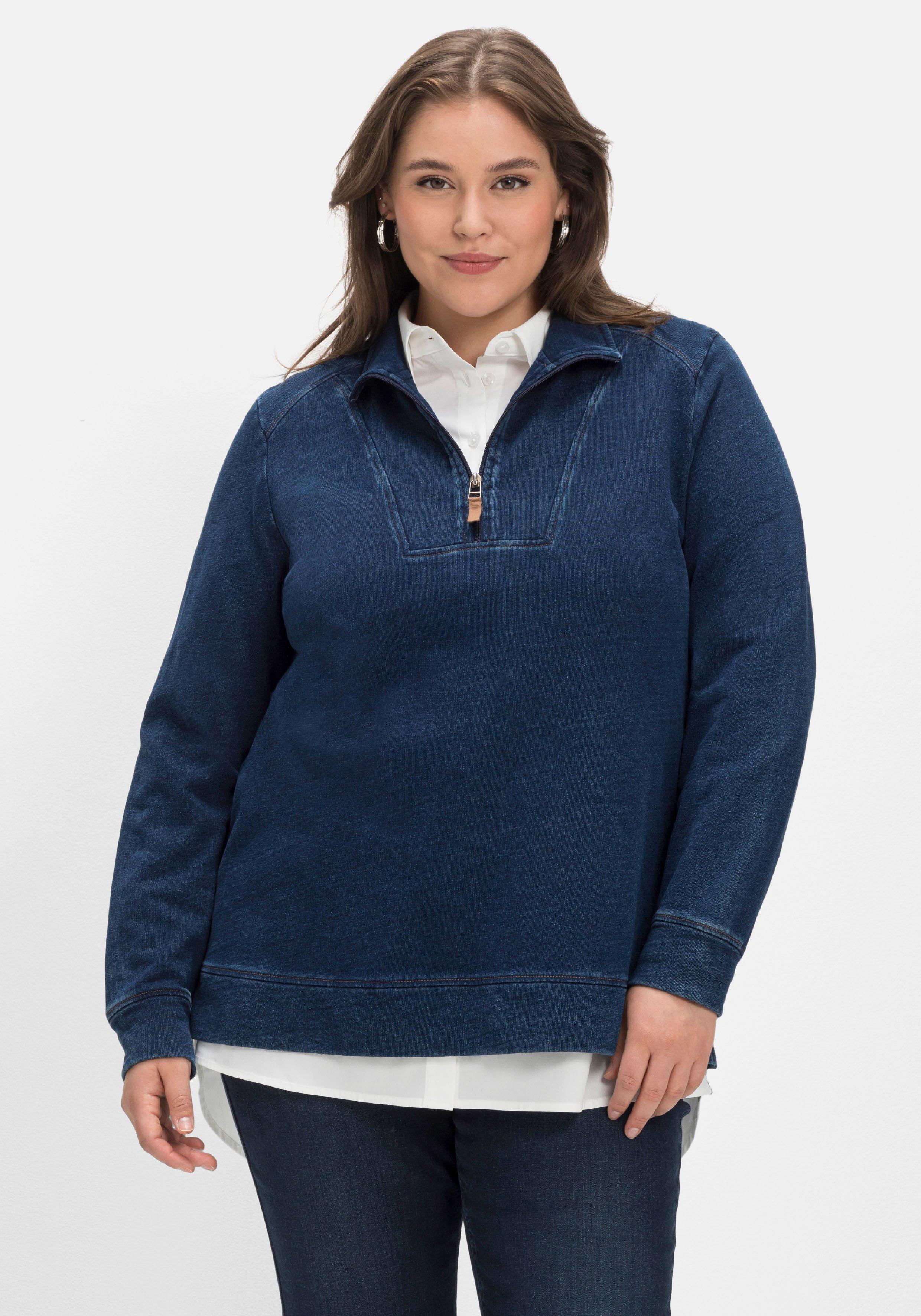 Troyer aus leichter Sweatqualität, in Denimoptik