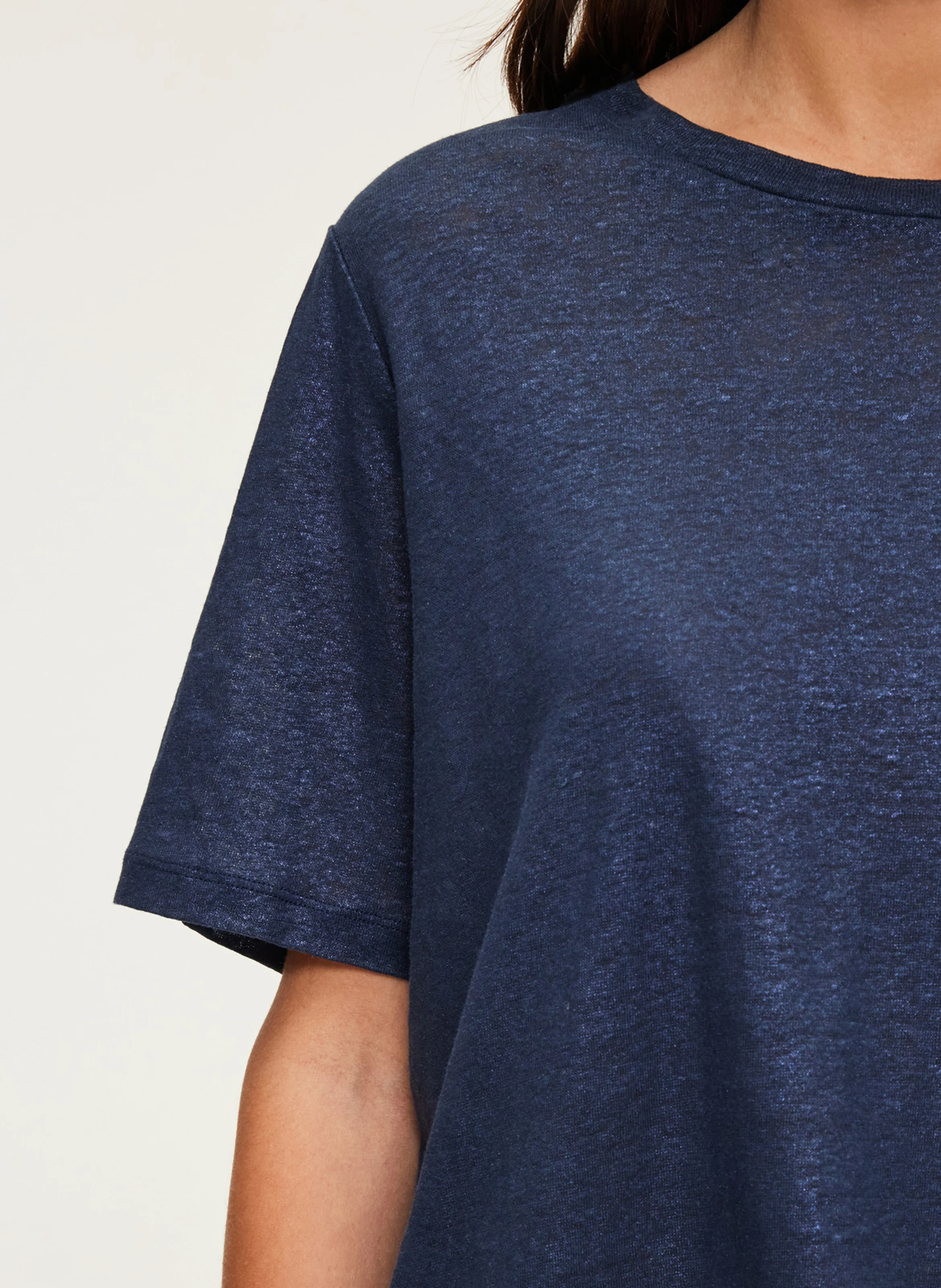 AMINA - Tee-shirt manches courtes en lin | Bleu