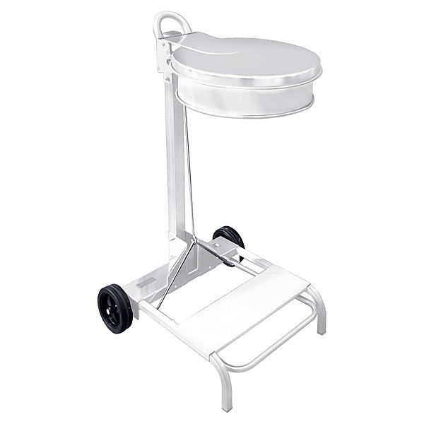 Support sac blanc mobile à pédale 110 litres
