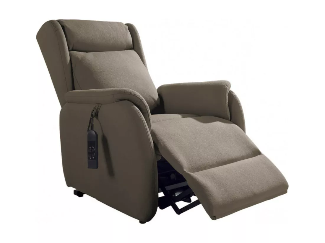 Fauteuil de relaxation et releveur 2 moteurs en nubuck 2 moteurs électriques Biza-Couleur Beige