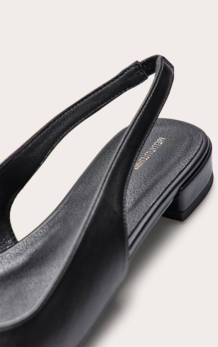 Noir Ballerine À Bride Arrière En Synthétiquecuir