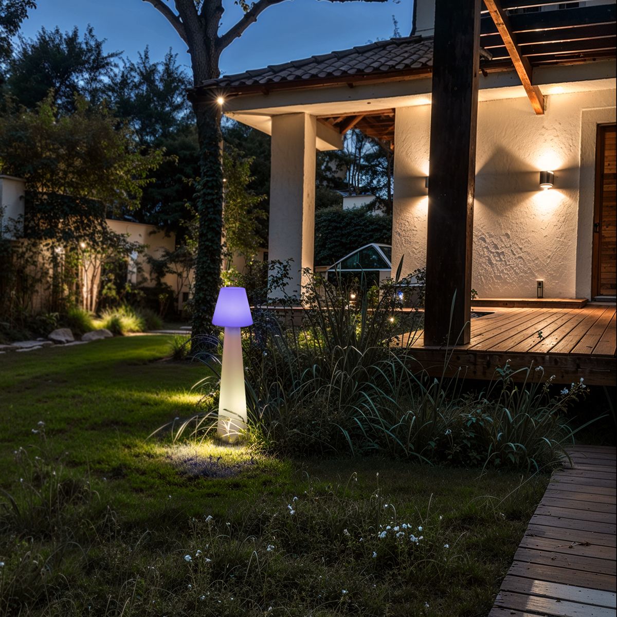 Design buiten vloerlamp mushroom wit IP44 - Katrijn