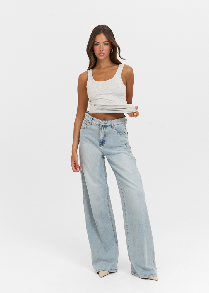 Wide leg stretch lightweight jeans breeze blauw
