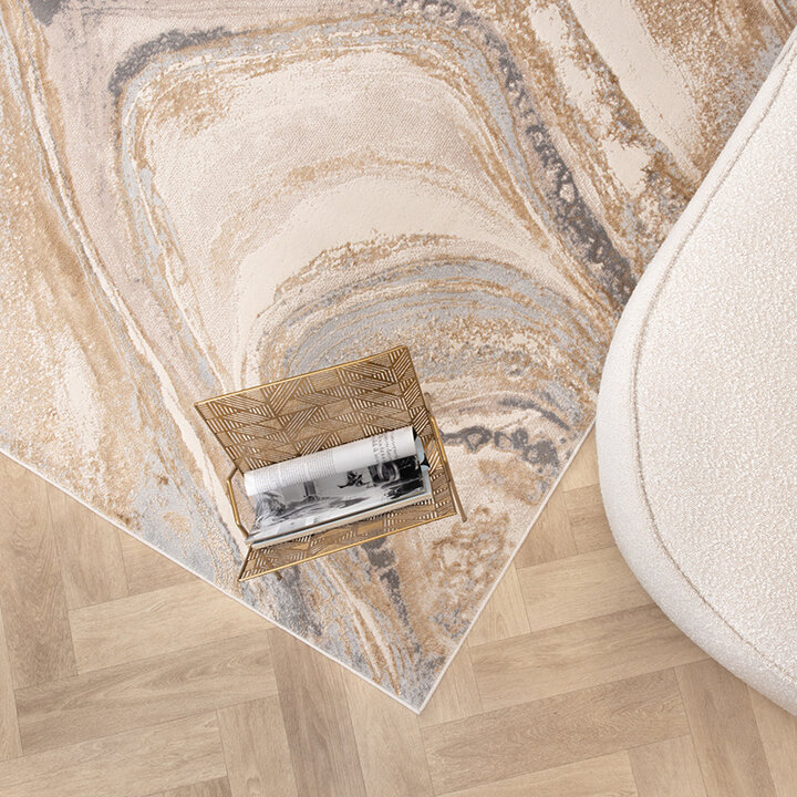 Marmer vloerkleed - Leonore Noce Creme/Bruin