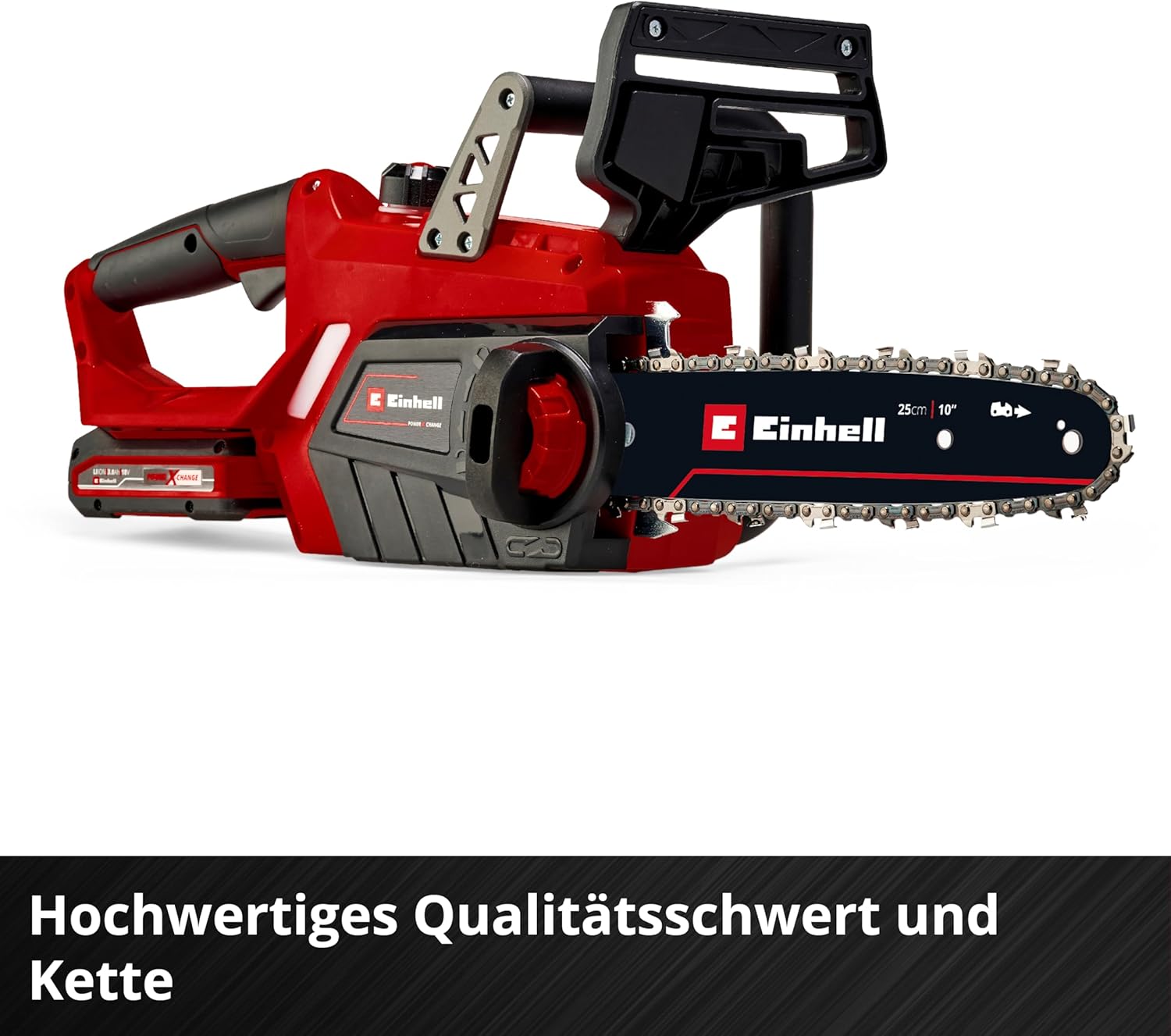 Einhell Akku-Kettensäge GE-LC 18/25-1 Li Kit Power X-Change (18 V, 23 cm Schnittlänge, 4,5 m/s Kettengeschwindigkeit, autom. Kettenschmierung, inkl. 1x 3,0 Ah Akku + Ladegerät)