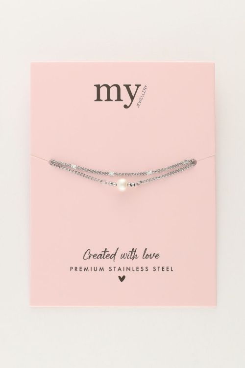 Minimalistische dubbele armband met muntjes en parel