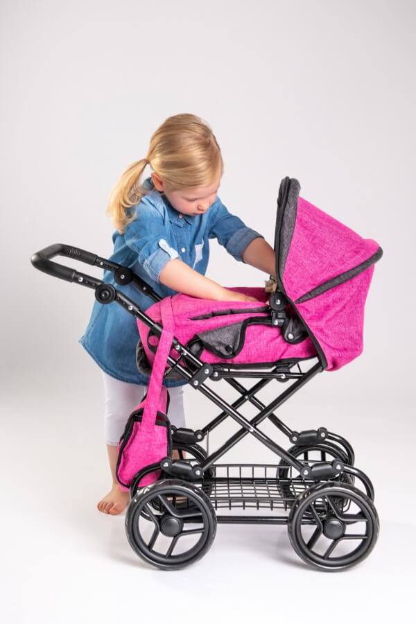 Amia Puppenwagen pink/grau melliert