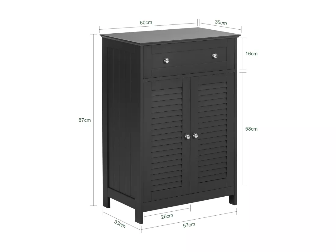 Meuble Bas de Salle de Bain avec Tiroir et Cloison Amovible Meuble de Rangement Buffet, FRG238-DG