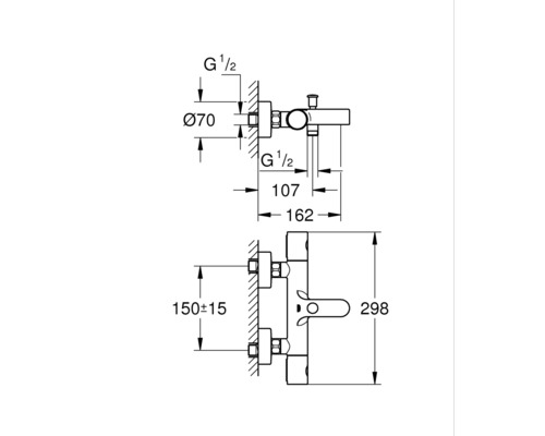 GROHE badkraan met thermostaat GROHTHERM 800 COSMOPOLITAN chroom 34766000