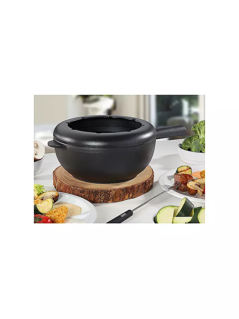 SPRING Fondue Guss Caquelon 20cm Schwarz Matt schwarz