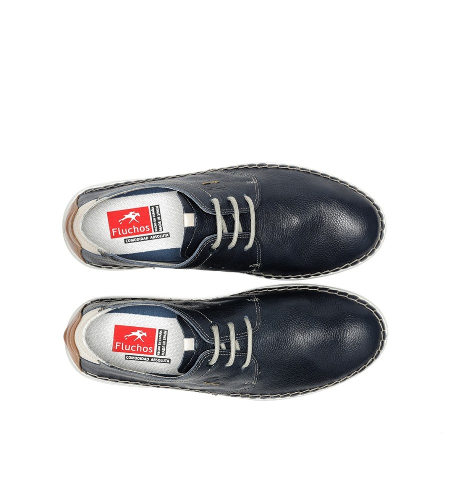 Sapatos de couro Fluchos F1715 Azul Escuro