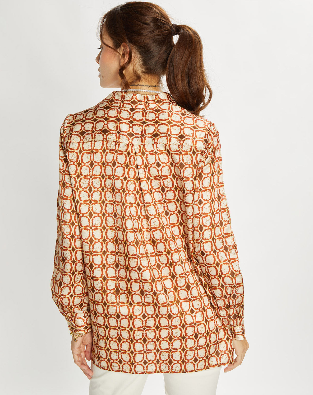 Lauren Vidal Chemise en Soie mélangée Ines marron/beige