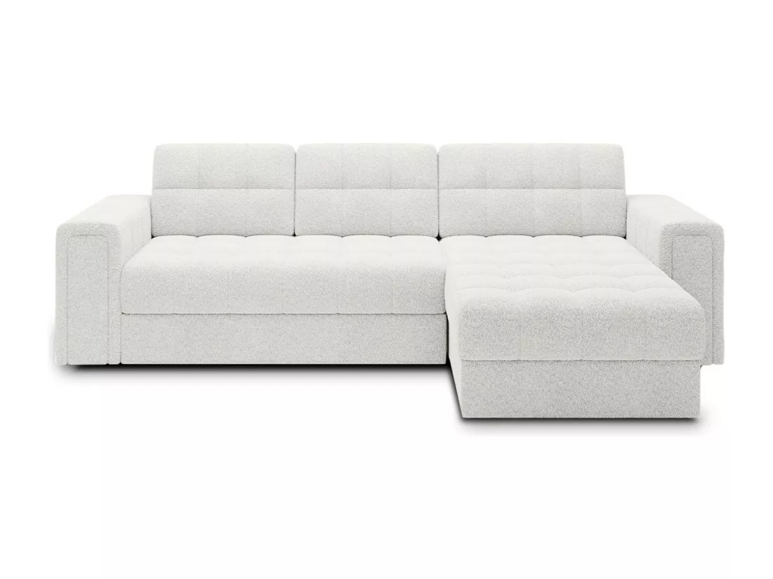 Canapé d'angle droit convertible réversible Veziko Bouclette Blanc