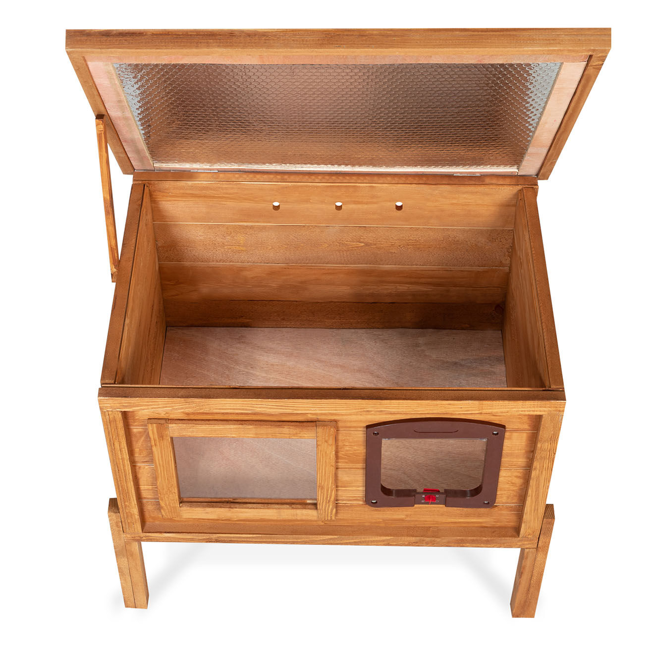 Pratik Garden Niche Autochauffante en Bois pour Chat naturel/vert