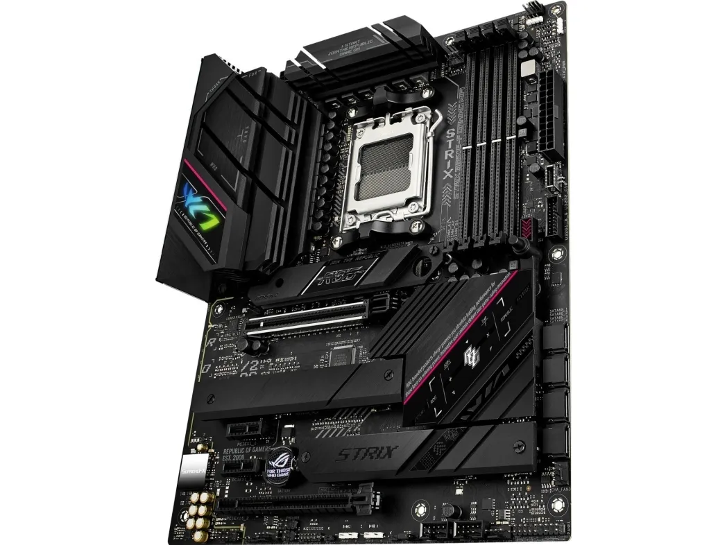 ASUS ROG Strix B650E-F Gaming WiFi - Bundkort - ATX - Socket AM5 - AMD B650 Chipset - USB-C 3.2 Gen 2x2, USB-C 3.2 Gen2, USB 3.2 Gen 2, USB 3.2 Gen 1 - 2.5 Gigabit LAN, Wi-Fi 6, Bluetooth - onboard grafik (CPU påkrævet) - HD Audio (8-kanaler)